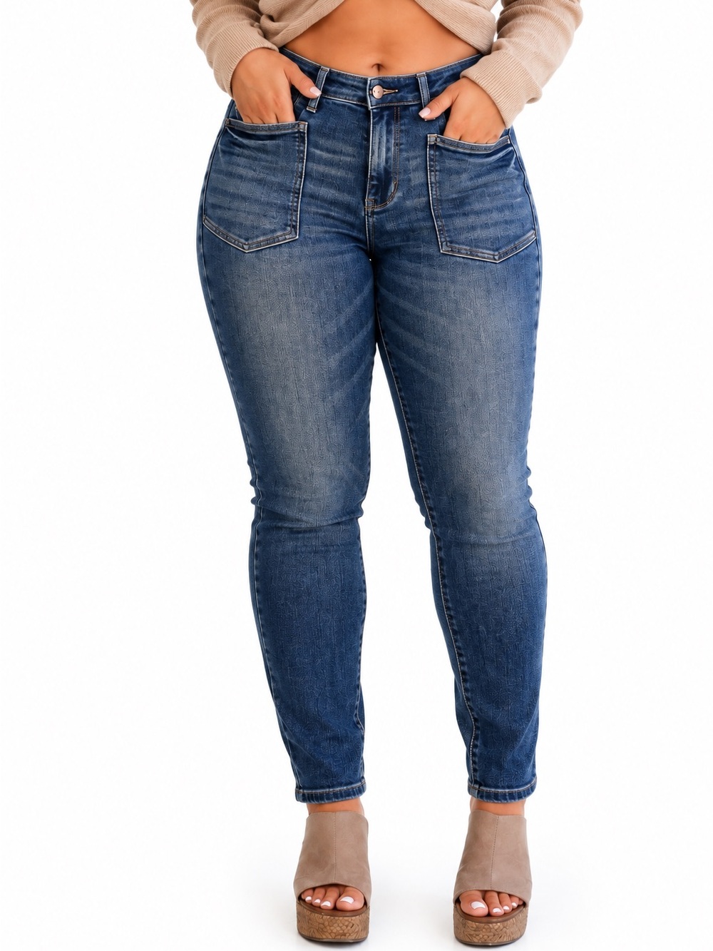 Judy Blue High-Rise Front Patch Pocket Relaxed Fit Jeans 15/32